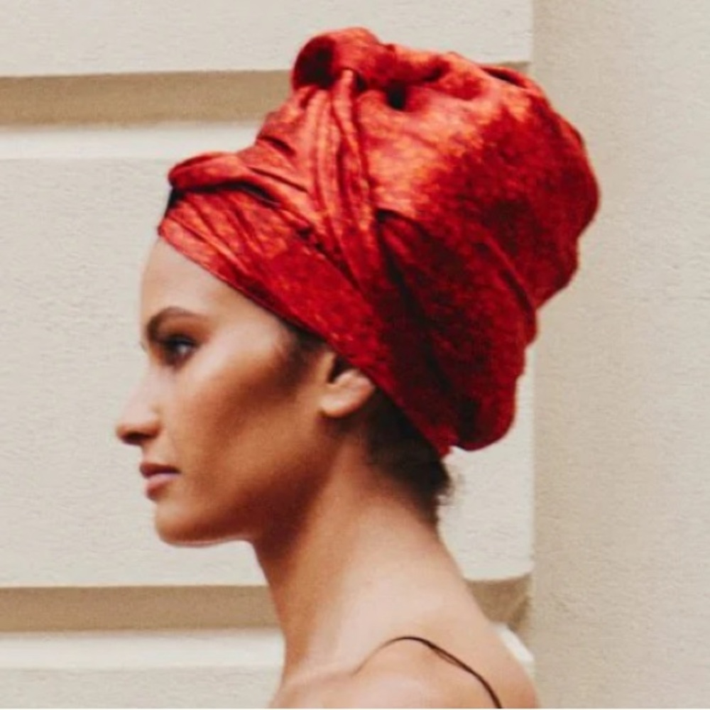 Red Headwrap Turban for Women - Stylish Wrapped Headscarf